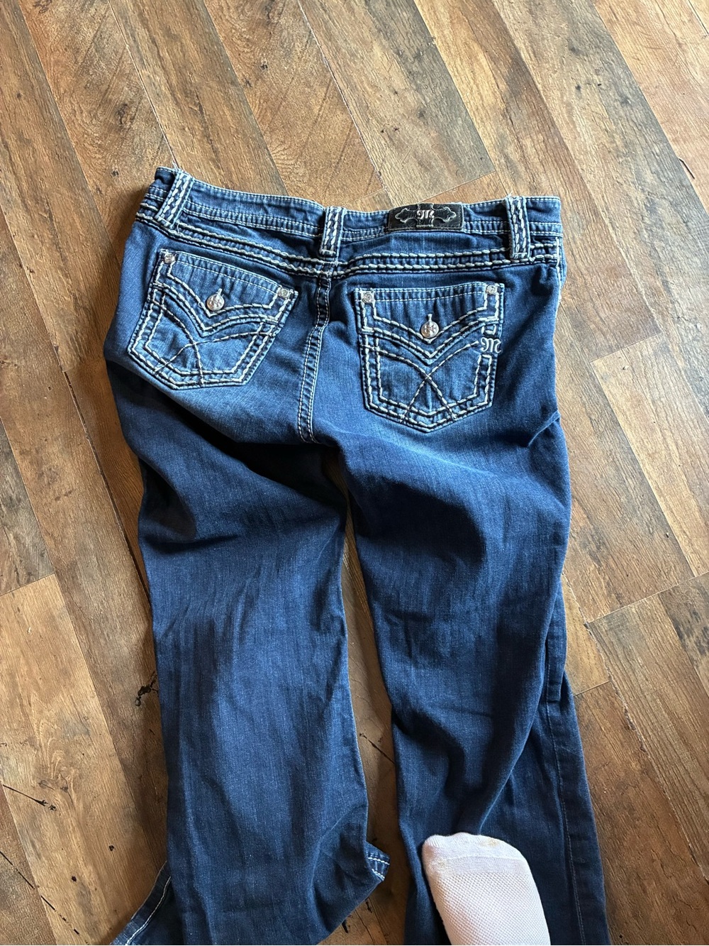 Miss Me Dark Blue Embroidered Back Pocket Boot Cut Jeans
